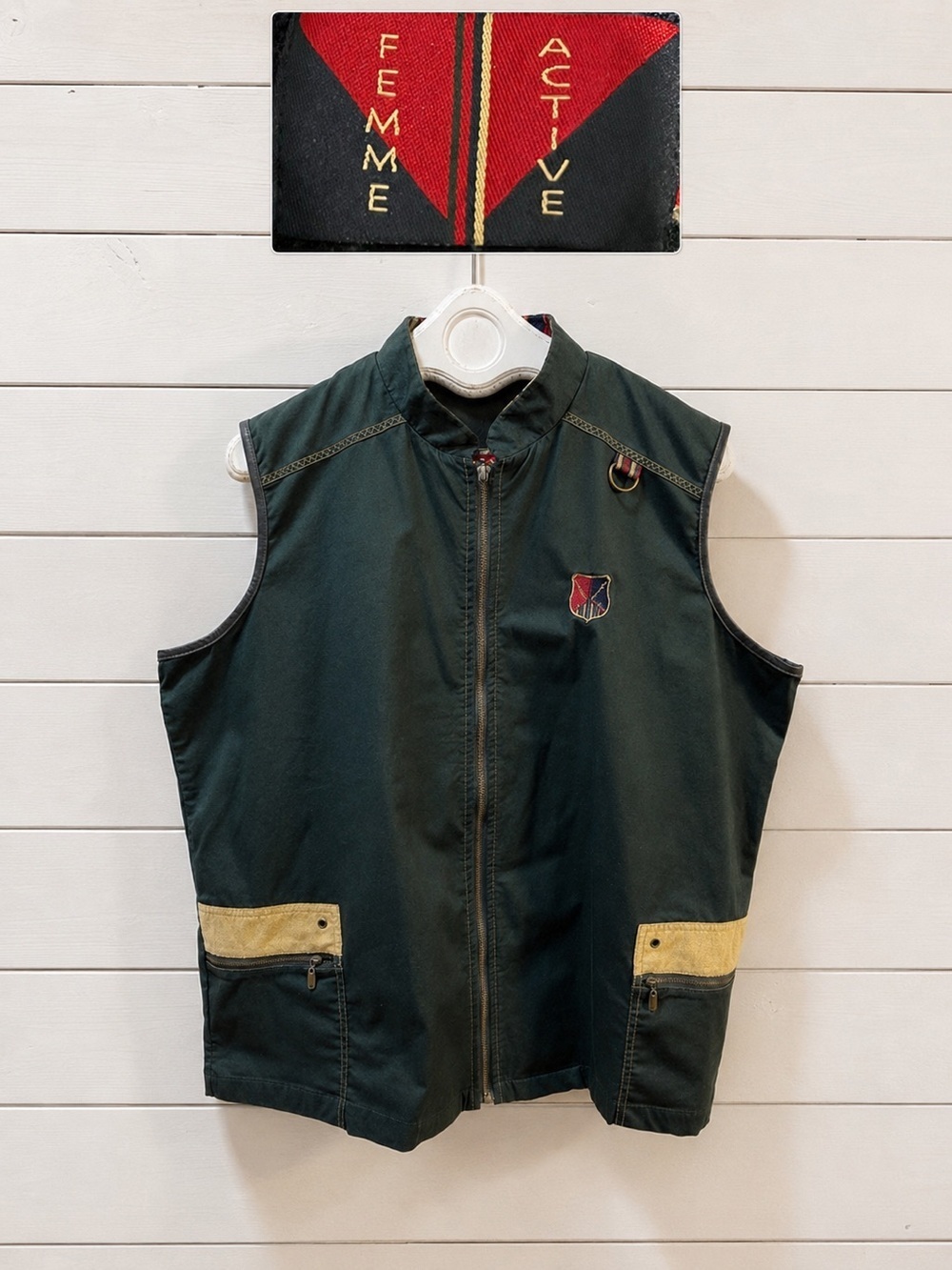 FEMME ACTIVE VINTAGE Green Utility Vest 2X
